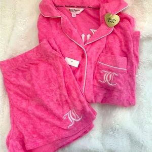 Juicy Couture Sleepwear Pink Terry Cloth Women’s Loungewear Pajama Set